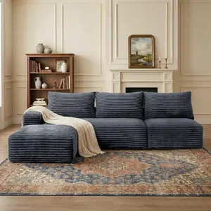 【Memorial Day Gift】 Oneroom Light Gray, L-Shaped, 103"Lx68"Wx15"H,a cloud couch,sofas living room,living room furniture,sectional couch,boneless couch,couches,boneless sectional couch,cloud couches,couches for living rooms,2 Packages, Plush Corduroy,