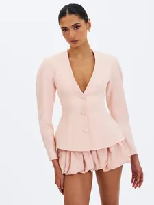 Savannah Tulip Pink Peplum Blazer