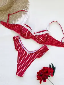2026 New Women’s Patchwork Ruffle Bikini, Fashion Low-Waist Sexy Two-Piece Swimsuit Set, Casual Vacation Beachwear for Pool Parties and Hot Springs