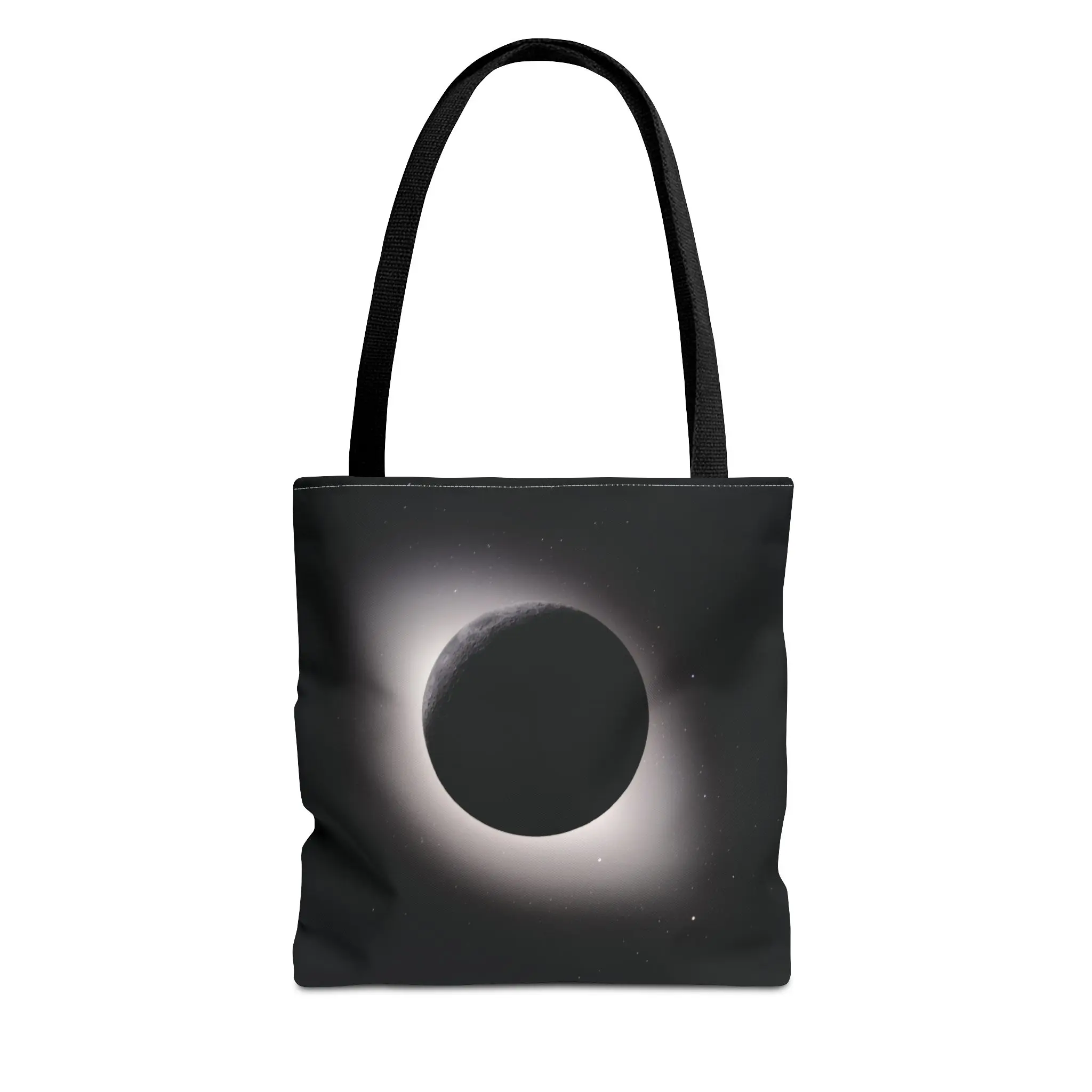 Women's Polyester Tote Bag - Total Solar Eclipse Moon Quote, Vintage NASA Moonshot Art, All Over Print, Double Handle, High-Capacity