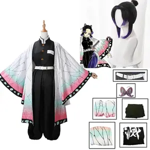 AnimeKochou Shinobu Cosplay Costume  Kochou Uniforms Wigs Hairs Halloween For Kids Adult Cos Party