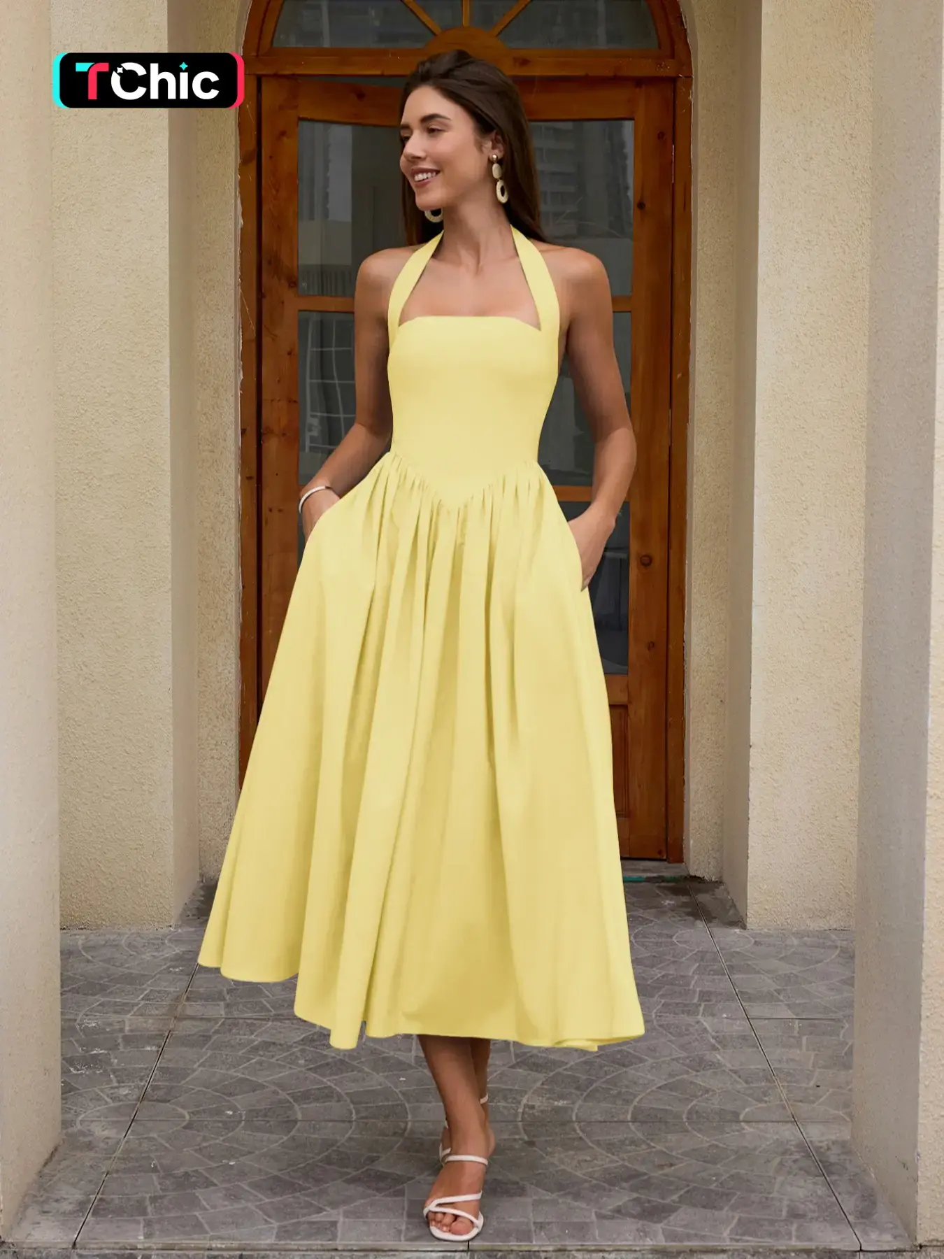 Women's Elegant Minimalist A-Line Sleeveless Dress with Pockets, Lady Slim-Fitting Chic Fitted Long Gown, Plain Design for Daily Wear, Stylish Backless Neckline, Everyday Womenswear, Casual Dresses - TikTok Shop Women's Elegant Minimalist A-Line Sleeveless Dress with Pockets, Lady Slim-Fitting Chic Fitted Long Gown, Plain Design for Daily Wear, Stylish Backless Neckline, Everyday Womenswear, Casual Dresses - TikTok Shop