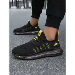 Men's Sporty Lace Up Running Shoes, Casual Comfortable Breathable Sneakers, Fashionable Sports Shoes for Outdoor Running