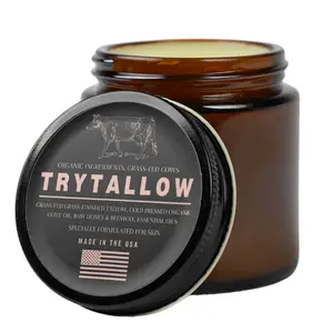 TryTallow Handmade Beef Tallow Balm - Organic Ingredients, Grass-Fed Cows, Cold Pressed Olive Oil, Raw Honey & Beeswax - Made in USA