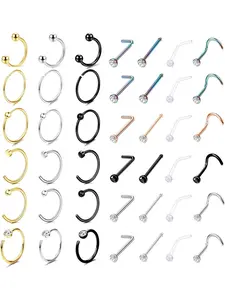 42 Pcs Colorful Versatile 20G Hoop Nose Rings Set for Women Men Premium Hypoallergenic Stainless Steel Lightweight Acrylic Classic Hoop Screw L-shaped Nose Ring Studs in Rich Vibrant Colors Standard 20G Nose Piercing Assorted Diversified Styles