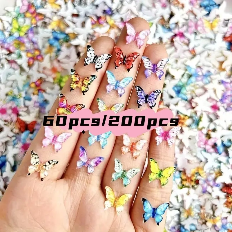 Mini Resin Butterfly Beads, Multicolor Insect Theme Decorations, DIY Crafts, Nail Art, Hair Clips, Phone Cases, Jewelry Making