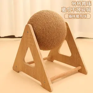 Cat Scratcher, Cat Scratching Ball, Pet Supplies & Toys, Cat Tree, Cat Scratching Post with Durable Jute Rope Wrapped, Wear-Resistant, for Cats to Grind Claws and Self-Entertain, Wood