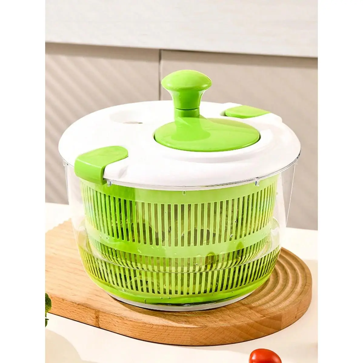 1pc Essential Kitchen Vegetable Dehydrator, Manual Salad Spinner, Drain Basket With Drying Function For Fruits And Vegetables Utensils