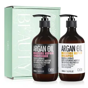 Cab's Moroccan Argan Oil  Shampoo and Conditioner Set for All Hair Types 16.9 oz Color Protectant Oil Control Silicone Free Haircare Luxury Repair
