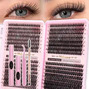 Reusable Personal Eyelash Kit, Natural Look DIY Lash Extension Set, Soft Comfortable with Glue Tweezers Remover Brush