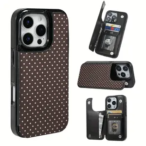 Soft Pink Polka Dot Smartphone Case - TPU Protective Cover with Credit/Bank Card & Coin Holder, Handheld Phone Accessory for iPhone 17/16/15/14/13/12, Ideal Gift for Friends (Halloween, Christmas) | Phone Protection Accessories summerwins