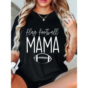 100% Cotton Funny Flag Football Mom Flag Proud Football Player Game Day T-Shirt