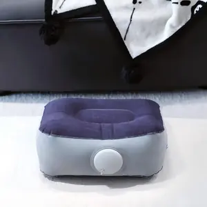 Inflatable Foot Pillow for Travel Office Home, Soft Comfortable PVC Cushion, Ultra-Soft Inflatable Travel Foot Pad, Plush Velvet Material