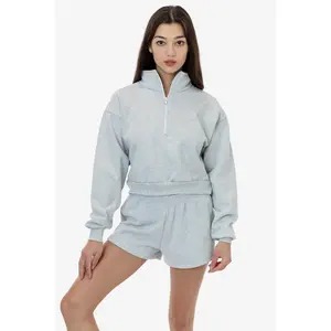 HF326 - Heavy Fleece Cropped Half Zip Pullover (Piece Dye)