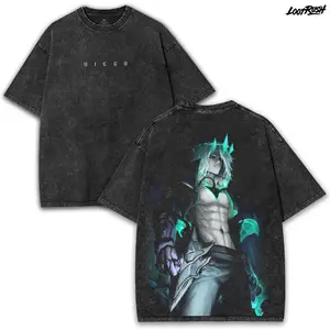 Viego Requiem Mode Tee – Washed Double-Sided Print with Anime Sketch Style Artwork | Haunting Design for LoL Fans