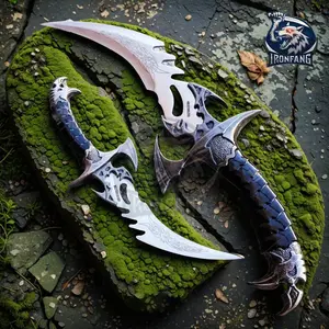 Set of 2 pcs Fantasy Dagger Fixed Blade with Sheet High Carbon Steel Unique Design & Craftsmanship Ironfang Knife