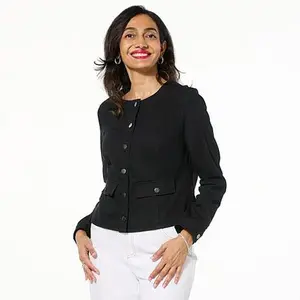 Nina Leonard Denim Twill Jacket with Faux Pockets