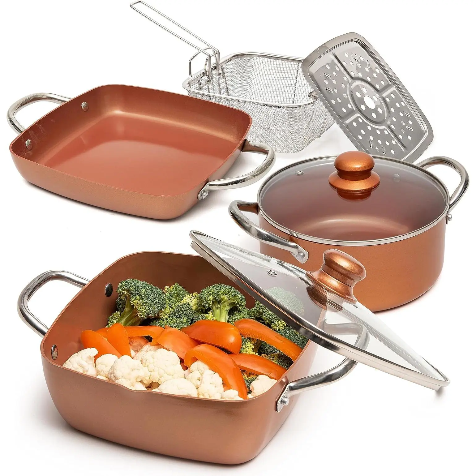 7 Pcs Copper Cookware