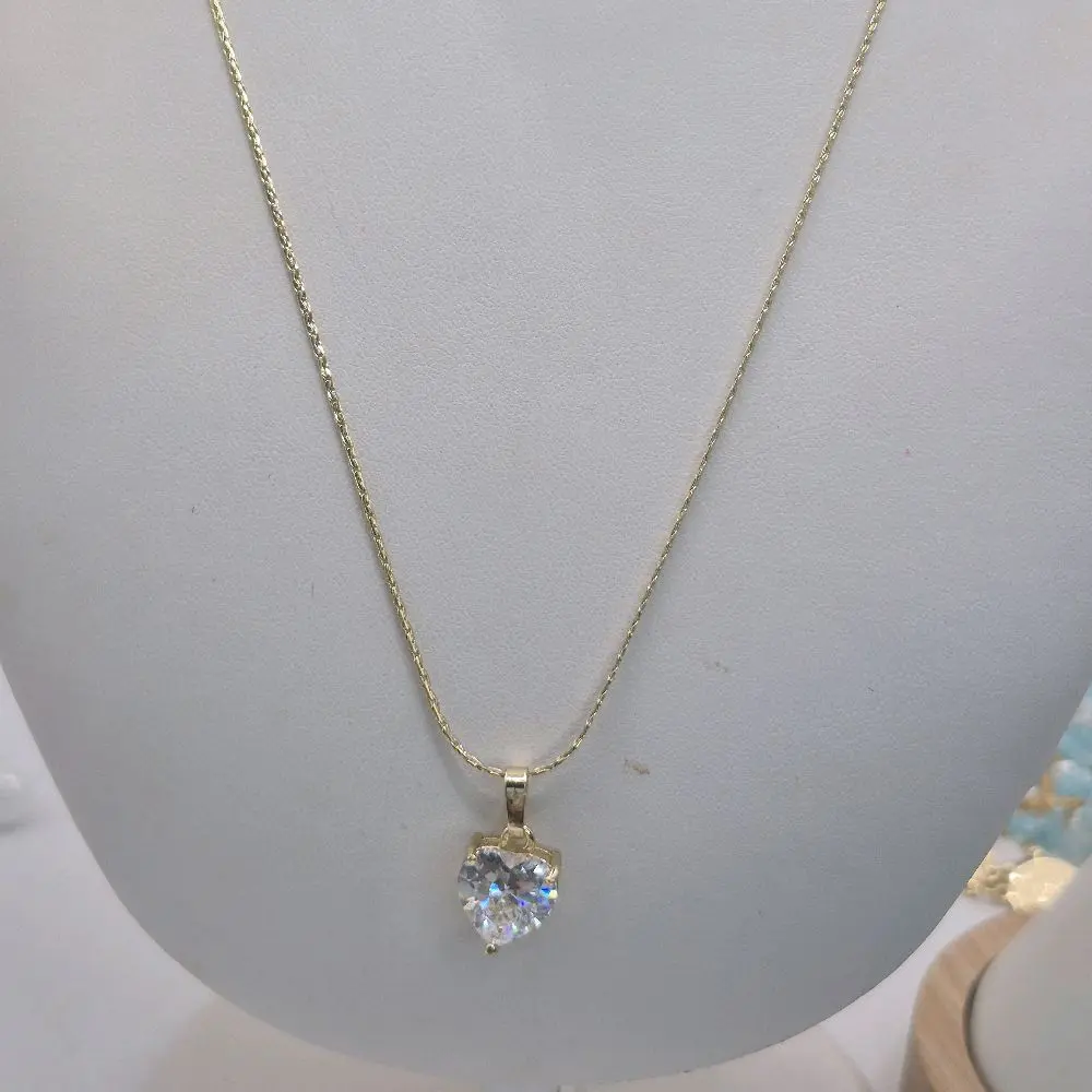 heart zircoin pendant with laminated gold chain heart zircoin pendant with laminated gold chain