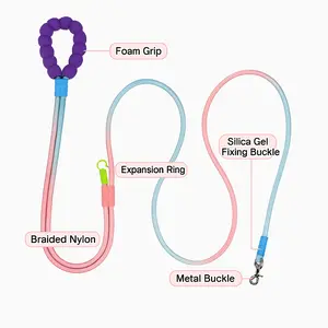 Adjustable Shock Absorbing Bungee Leash with Comfort Handle Heavy Duty Nylon for Small to Large Dogs 118" x 0.39" Poop Bag Holder Safety Lock Durable Dog Leashes Set