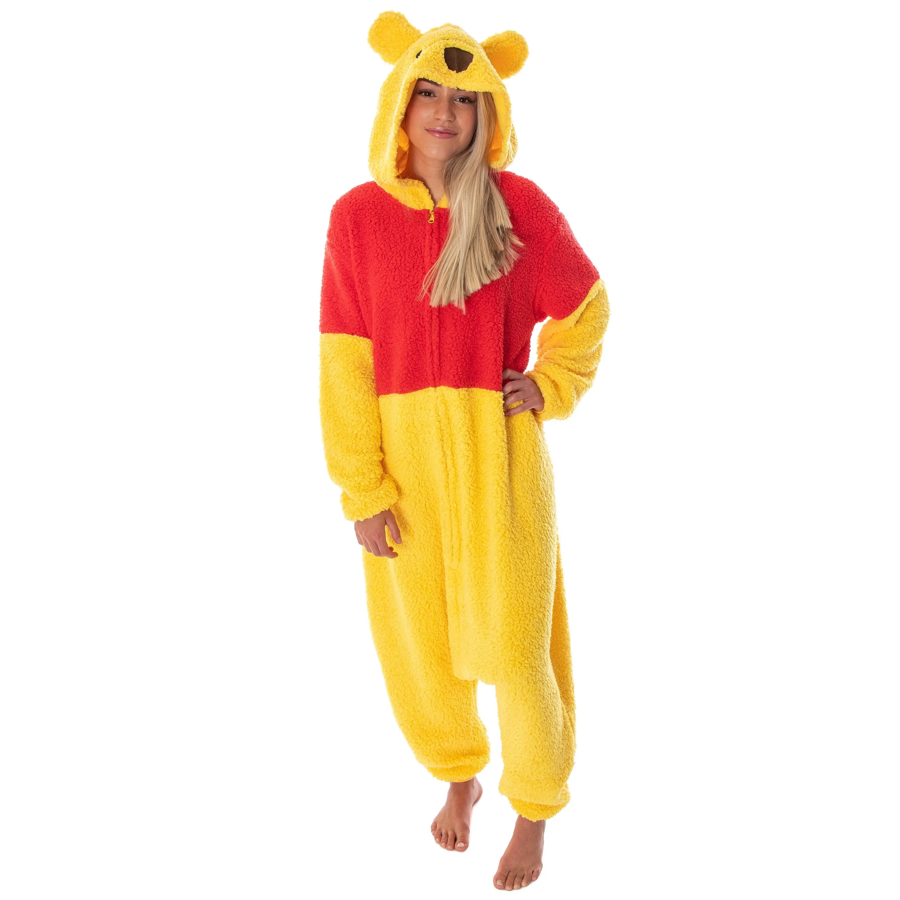 Disney Winnie The Pooh Kigurumi Adult Costume Union Suit Sherpa Pajama Outfit, Hoodie, Animal, Women
