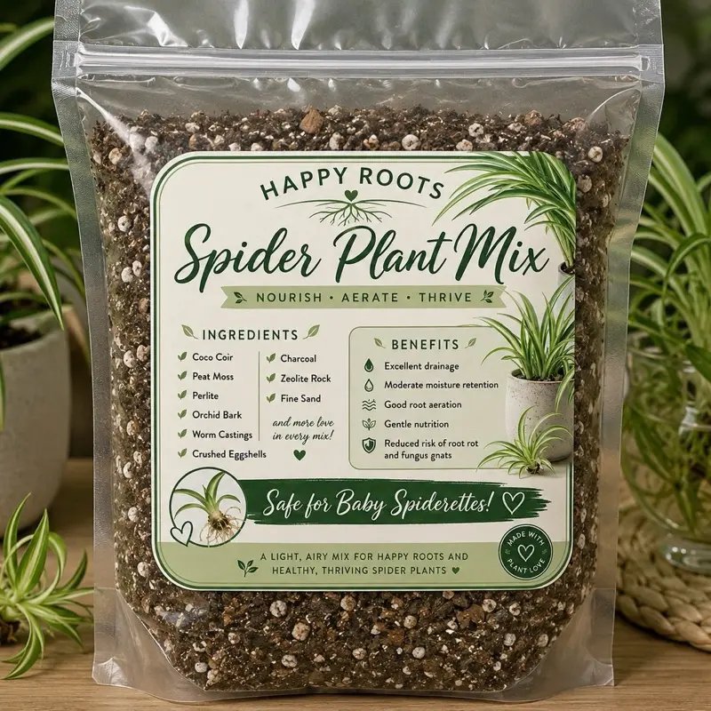 Happy Roots Carbon-Base Eco-Friendly Spider Plant Blend Potting Mix, Airy Garden Soil, 1.2 Qt (5 Cups)