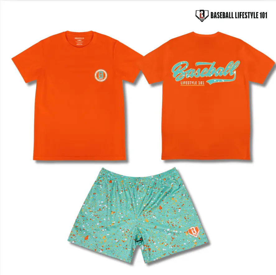 Baseball Lifestyle 101 Splatter Established Tee And Shorts | Youth & Adult Tee & Mesh Shorts Baseball Lifestyle 101 Splatter Established Tee And Shorts | Youth & Adult Tee & Mesh Shorts