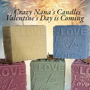 Crazy Nana's Candles - Valentine's Day "Love" Block Candles in Assorted Colors