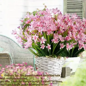 Artificial Daffodil Bouquets with Leaves, UV Resistant Fade Proof Lifelike Fake Decorative Flower Decoration for Weddings, Gardens, Offices