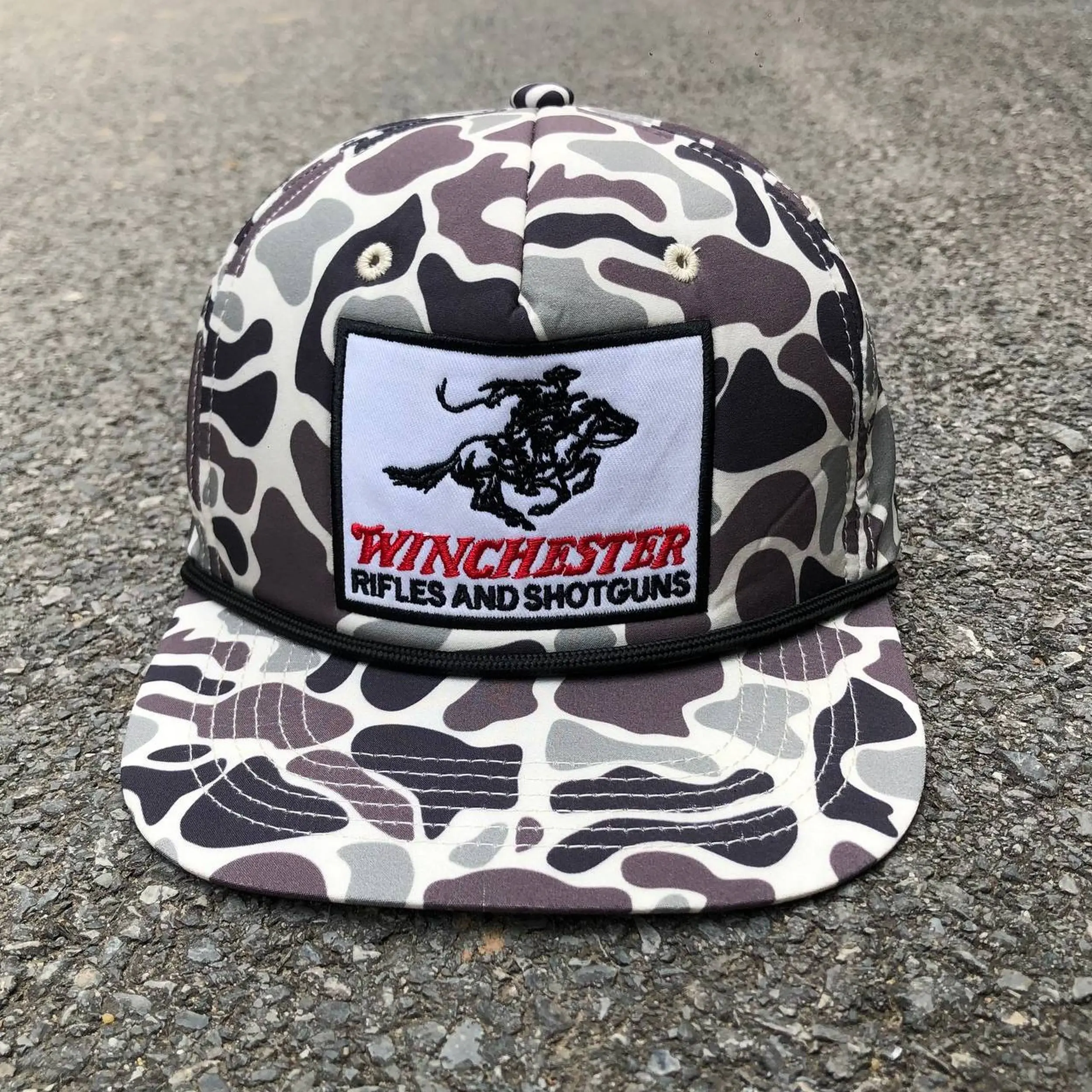 Winchester Camo Embroidered Patch Trucker Hat, Cowboy Style Snapback Hat, Unisex Baseball Cap, Perfect Gift for Boyfriend and Girlfriend