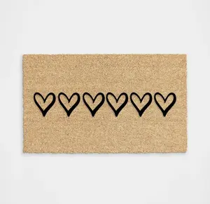Hand Drawn Heart Valentines Day Mat Entryway Decor Flocking Process Resistant to Rain and Dirt Ideal for Front Porch