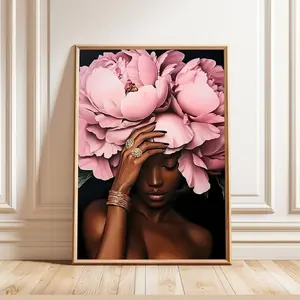 Unframed, Room Decor, Black Woman Art, Flower Woman Poster, Black Woman Head Flowers Print, African American Print Abstract, Fashion Poster, Girl Flowers Poster