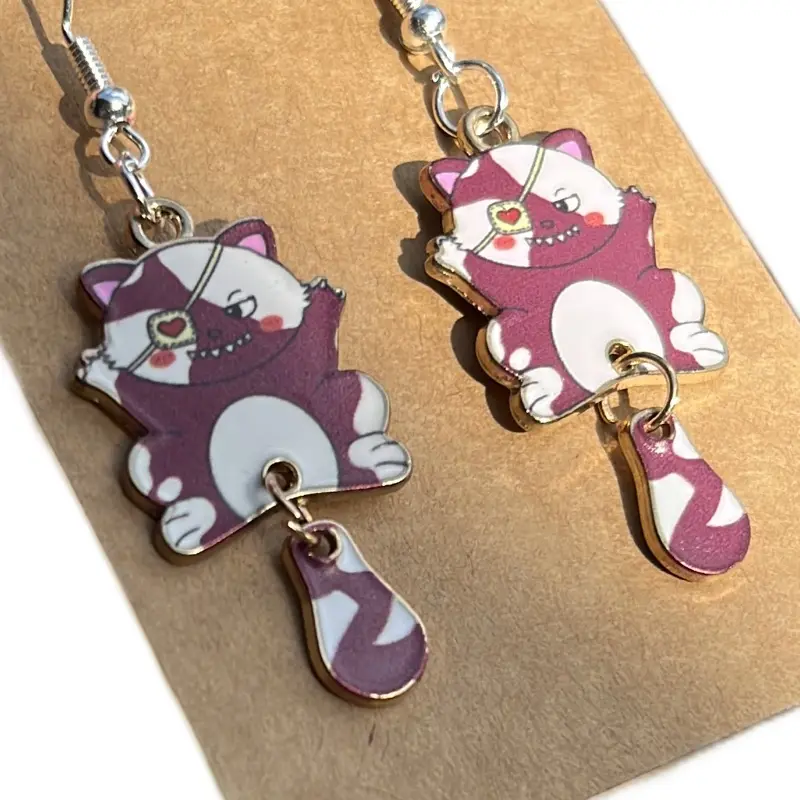 Pirate Patch Kitty Dangle Earrings for Women, Chic Style Hypoallergenic Earrings Set, Fashion Accessories for Women
