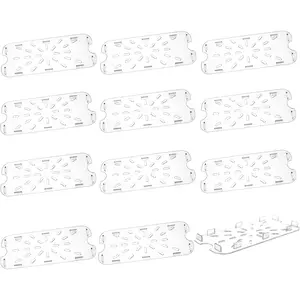 12 PCS Clear Plastic Drain Shelf for 1/3 Size Food Pan, Acrylic Drain Grate Trays for Food Fruit Vegetables, Ideal for Kitchen Restaurant Hotel