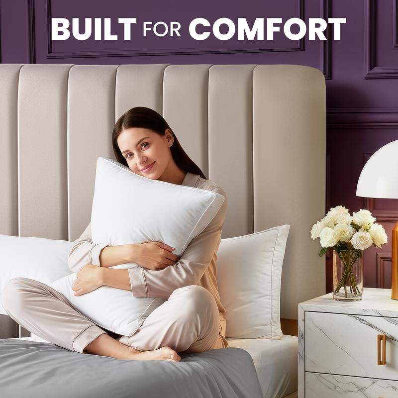 【New Year Deal】Utopia Bedding Gusseted Pillows Set King Queen & Standard Size White Pack of 2 Durable Breathable Soft Memory Foam for Cozy Sleep Hotel Quality