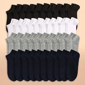 10/20/40 Pairs Solid Socks Soft Lightweight Low Cut Ankle Socks Bulk Black White Grey Men Women Stockings Hosiery Menswear Beige Plain scrunch socks Anklesock Tubesocks