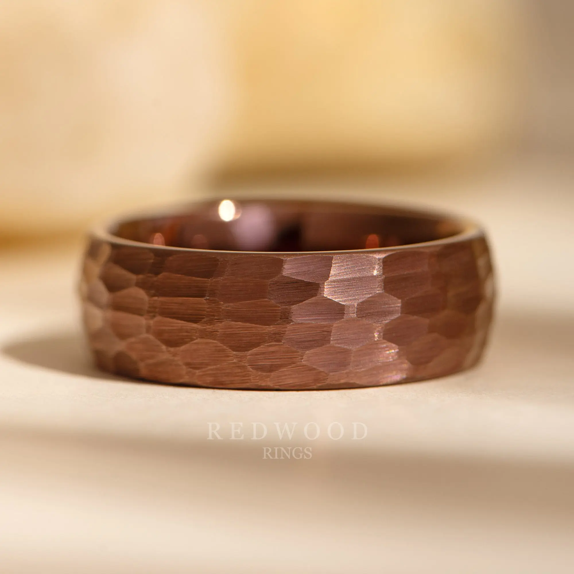 Brown Tungsten Ring, Hammered Finish - 8MM