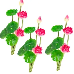 3 Piece Realistic Lotus Flowers, Living Room Pond Small Lotus, Wedding Decoration Artificial Plants, Farmhouse Style Decor