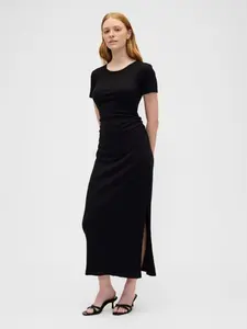 Ribbed T-Shirt Maxi Dress Color Black