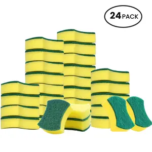 24 Pack Kitchen Cleaning Sponge, Double Sided Multi-Purpose Kitchen Cleaning Pad, Heavy Duty Dish Sponge for Cleaning, Eco-friendly Anti-scratch Butterfly Tool