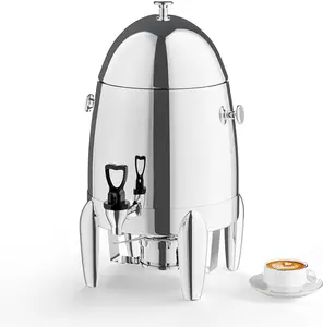 ROVSUN 3 Gallon/12L Beverage Dispenser, Stainless Steel Coffee Chafer Urn with Fuel Holder, Drink Dispenser with Stand Ice Container Spigot, Hot & Cold Drinks for Party Catering Buffet Banquet