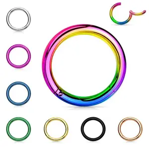 Surgical Steel Hinged Segment Ring 20 to 10 Gauge Seamless Hoop
