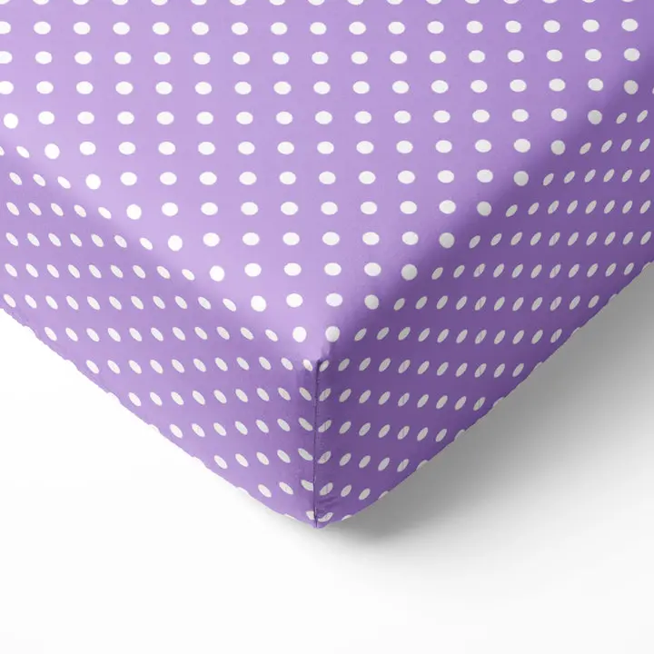 Bacati Pin Dots 100% Cotton Percale Fitted Crib Sheet – Lilac