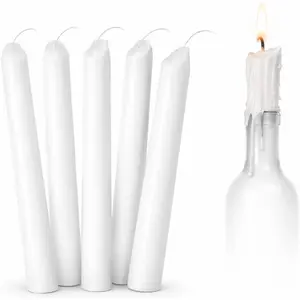 White Drip Candles 6 Pack Unscented Wax Candle Sticks for Weddings, Parties, Gothic & Halloween Decor 6.5" Tall Slow Drip Candles for Wine Bottles & Events