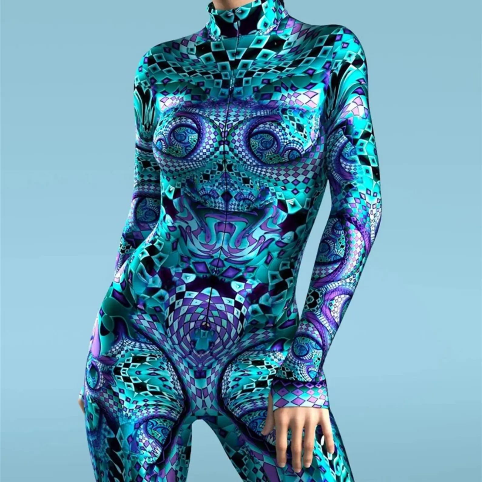 Rave Outfit, Festival Outfit Women, Pole Dance Costume, Rave Clothing Women, Festival Outfit, Rave Bodysuit, Sexy Rave Outfit, Catsuit Woman Tops Long Sleeve Womenswear Comfort Sleeves Multicolor Sleeves Paisley Sleeves