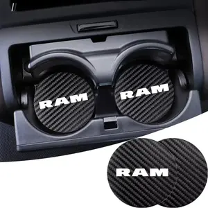For Dodge RAM 2Pcs Car Coaster Water Cup Bottle Holder Anti-slip Pad Mat Silica Gel Bottle Holder Pad Car Accessories