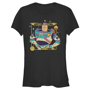 Juniors Womens Toy Story 5 Buzz Smile Emoticon T Shirt