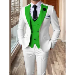 Men'S Three-Piece Suit with Western Groom Bridesmaid Wedding Tuxedo Formal Gala Fashion Event Formal Attire