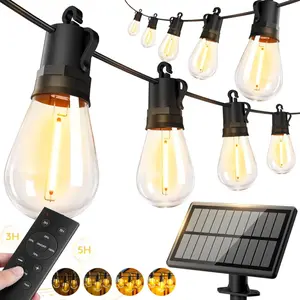 50ft-Solar--Lights-Outdoor-Waterproof-String Lights-Outside-Patio-Yard--Fence-Backyard-Deck-Porch-Balcony-Patios-Camping-Battery-Operated-LED-Fairy-Strip-Lighting-Hanging-Edison-Bulbs-S14