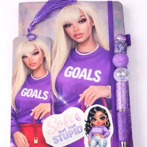Purple  | Aesthetic Planner Gift Set | Beaded Pen & Bookmark | Girl Boss Notebook